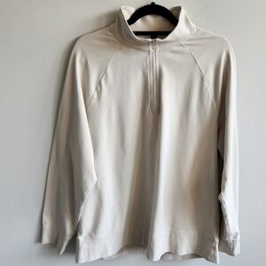 Men's Lululemon Soft Jersey Cream Bone Half Zip Pullover Long Sleeve Shirt Comfy